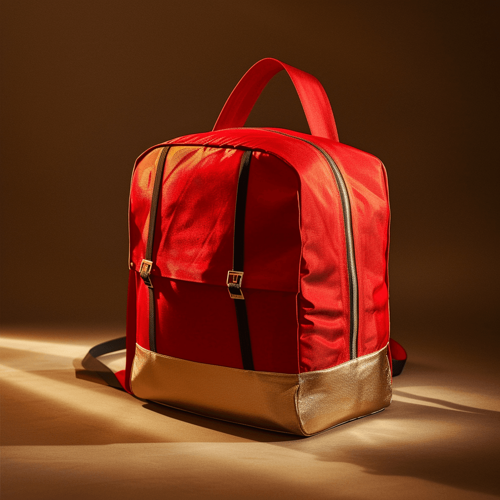 modern red bag ai editorial product photo